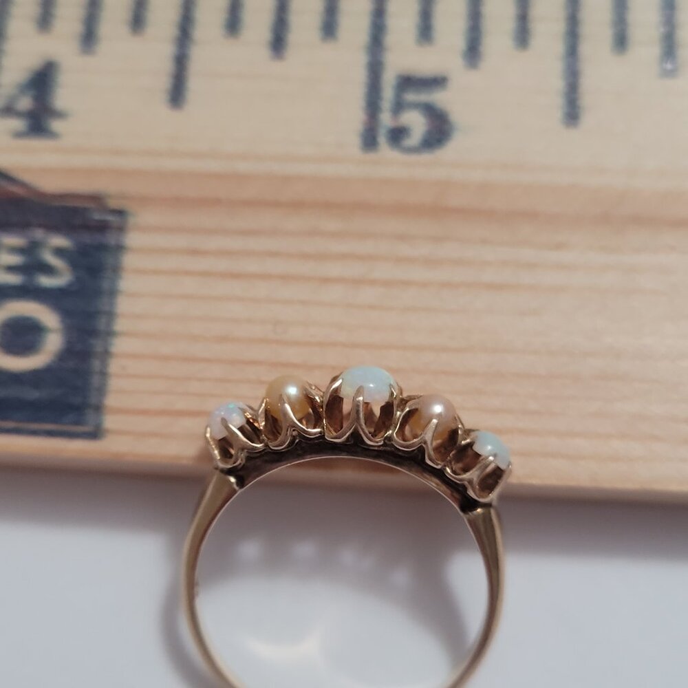 Opal Pearl Antique Gold Band Victorian Era October Birthstone 10k Ring - Picture 16 of 16